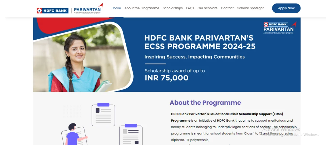 HDFC Parivartan Scholarship 